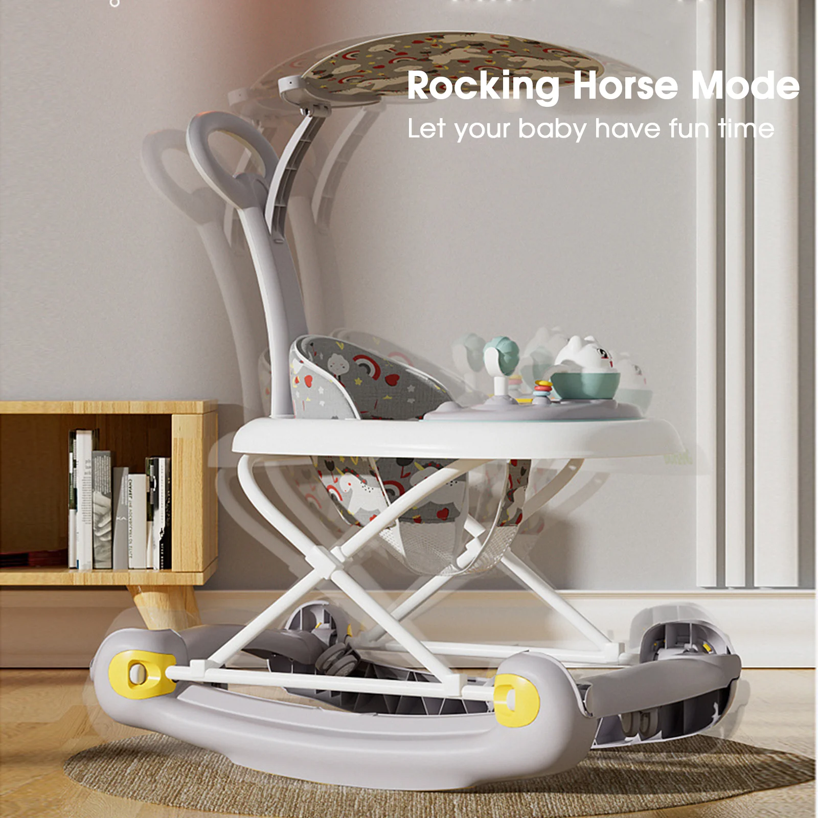CAMINADOR PARA BEBÉ MULTIFUNCIONAL CON TECHO Y JUEGOS MUSICALES Y-W405C MUNBE GRIS - Image 12