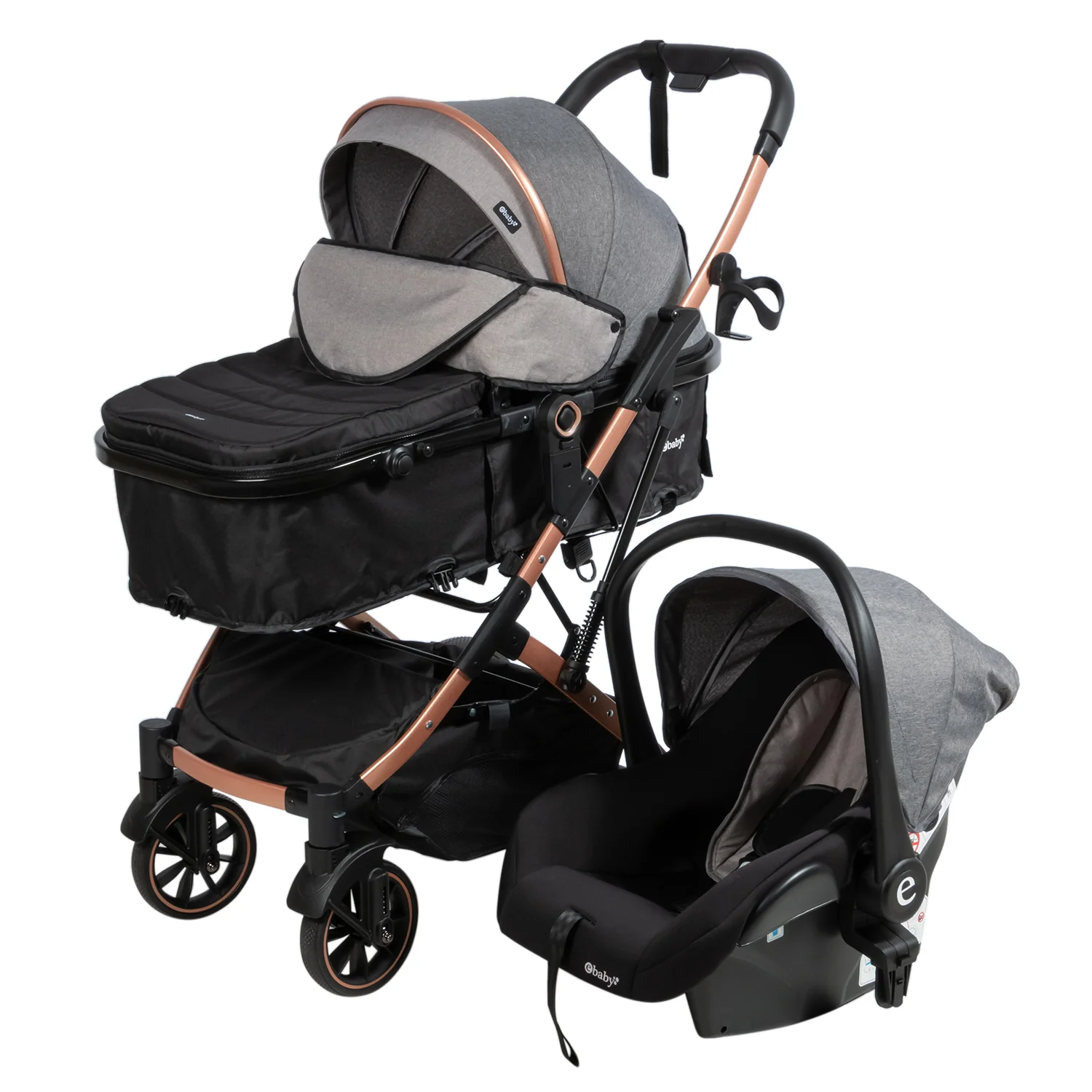 Coche Cuna Moises CLINT + portabebe EB 155 Gris Ebaby