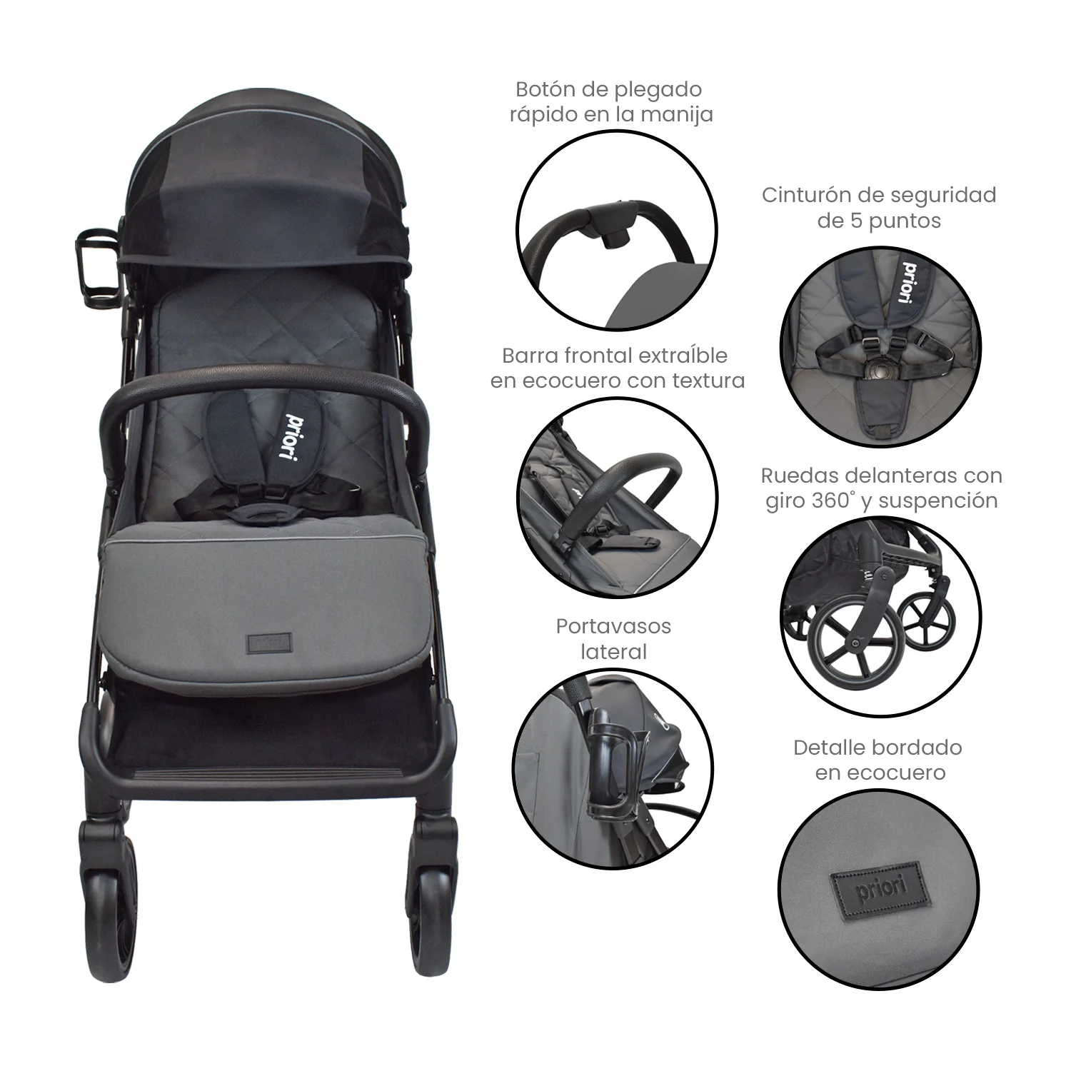COCHE PARA BEBÉ ESTÁNDAR NOVA GRIS PRIORI - Image 4