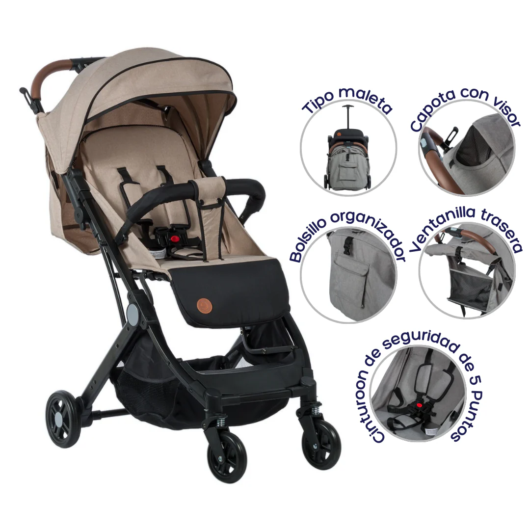 COCHE PASEADOR MALETA COMPACT EB195 BEIGE EBABY - Image 3