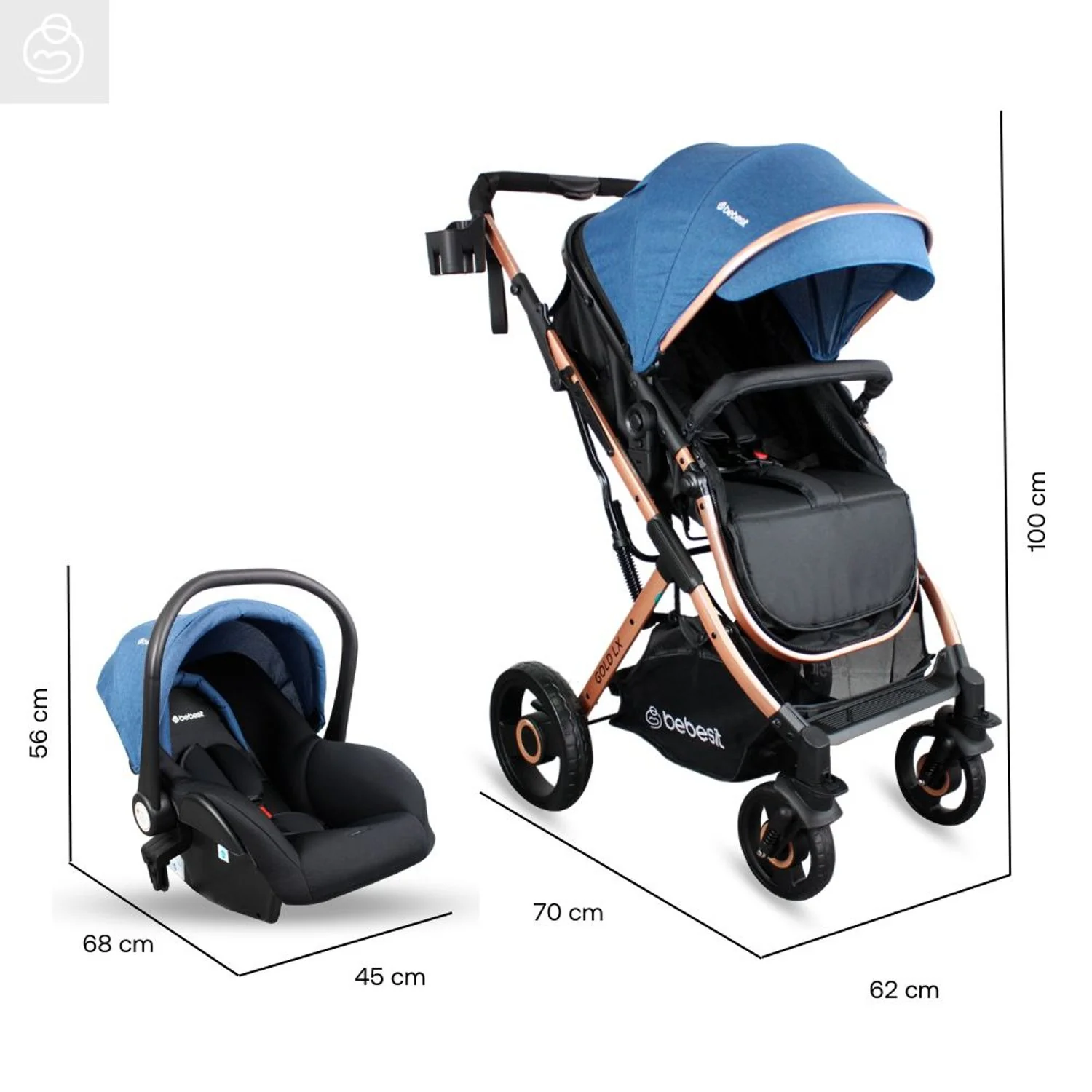 COCHE TRAVEL SYSTEM GOLD LX TS619 BEBESIT AZUL - - Image 7