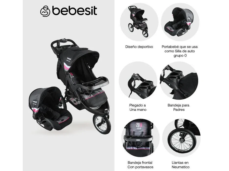 COCHE TRAVEL SYSTEM JOGGER CXP28 BEBESIT ROSADO - Image 6