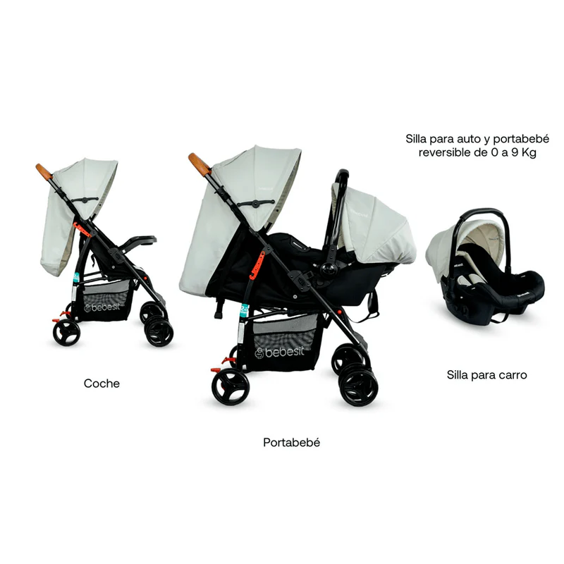 COCHE TRAVEL SYSTEM SUMMER JC2019 BEIGE BEBESIT - Image 3