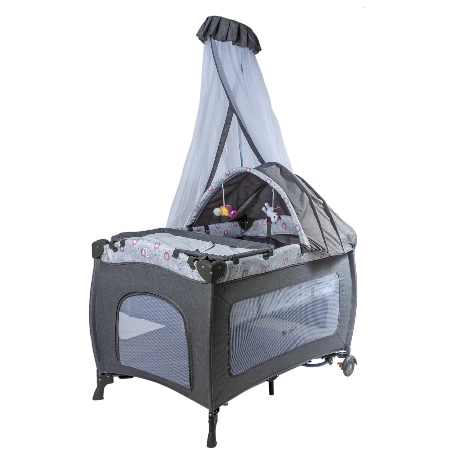 CUNA CORRAL MECEDORA SALLY EB 716-3 EBABY GRIS - ROSADO - Image 6