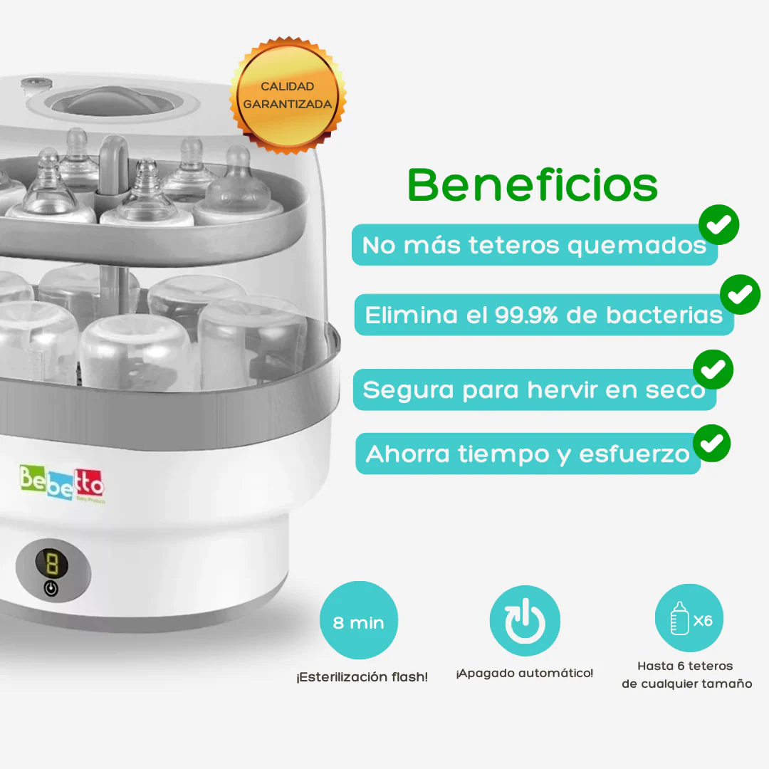 ESTERILIZADORA DIGITAL LS-BE838A BEBETTO (ESTERILIZA TETEROS, CHUPOS, TETINAS Y OTROS ACCESORIOS)