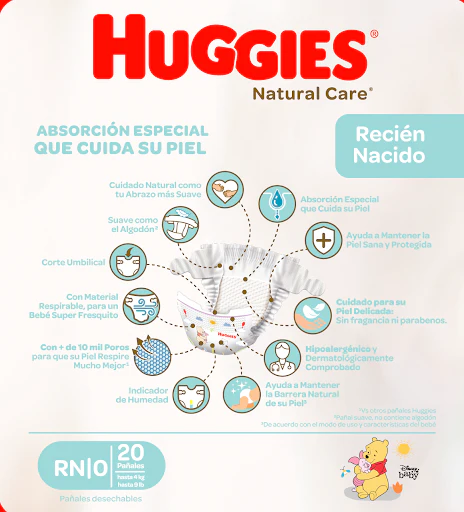 PAÑAL NATURAL CARE RECIÉN NACIDO X20 HUGGIES - Image 4