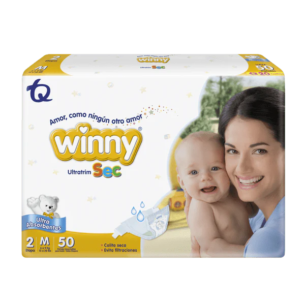 PAÑALES WINNY ULTRATRIM SEC ETAPA 2 X50 UND +TOALLITAS HÚMEDAS ALOE X10 UND - Image 2
