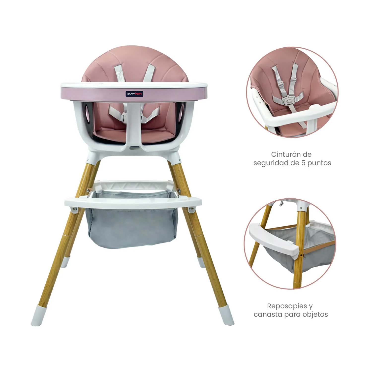 SILLA COMEDOR BEBÉ 2 EN 1 ROCK HAPPY BABY ROSADA - Image 4