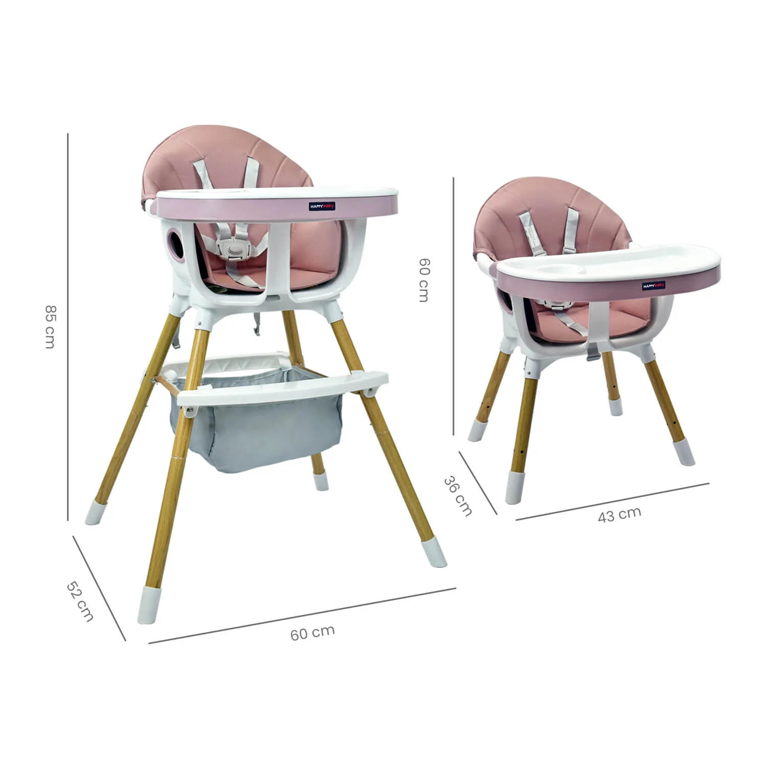 SILLA COMEDOR BEBÉ 2 EN 1 ROCK HAPPY BABY ROSADA - Image 5