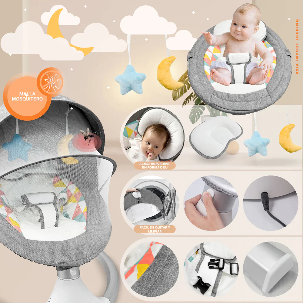 SILLA MECEDORA ELECTRICA MULTIFUNCIONAL BB005 GRIS BABY KAYS - Image 3