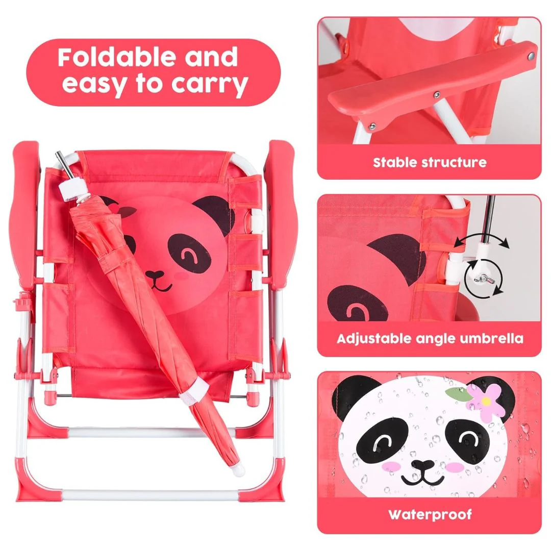 SILLA PLAYERA CON SOMBRILLA PARA NIÑOS ESTAMPADO DE PANDA 093-557 MUNBE - Image 5